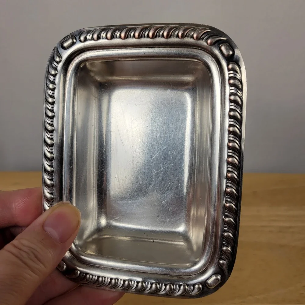 Vintage 1940s Canterbury Silverplate Trinket Tray Small Soap Dish Catchall